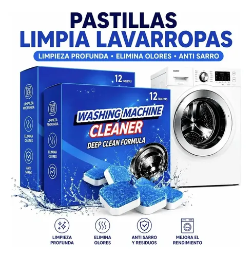 Pastillas Limpia Lavarropas 12 Unidades En Forma De Tabletas
