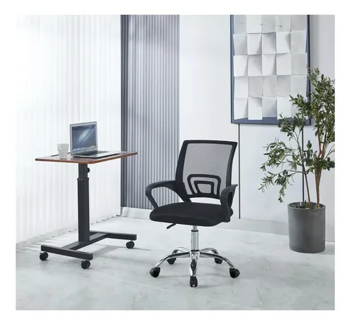 Silla De Oficina Escritorio Mesh Nay Negro Base Cromada Negro