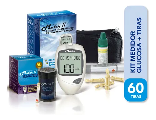 Glucómetro Ok Meter Match II Kit con 60 Tiras y Lancetas Blanco