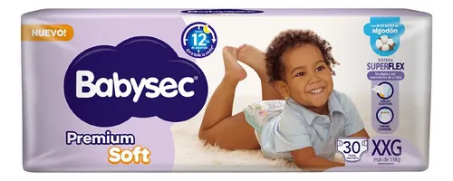 Pañales Babysec Premium Soft Violeta Hiper Xxg De 30u +13kg Tamaño Extra extra grande (XXG)