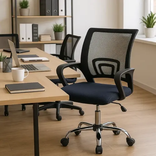Silla De Escritorio Oficina Ergonomica Circle-line Mesh Color Negro