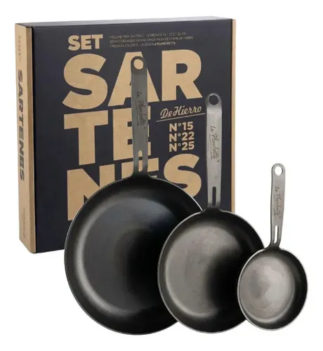 Set Sartenes La Planchetta Nro.25, Nro.22 + Provoletera. Gris Oscuro