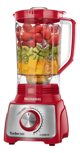 Licuadora Mondial 1100W L-1100-ri 50/60hz | 12 velocidades vaso 2L cuchillas acero inox | Smoothies hielo frutas