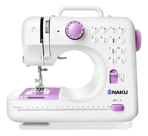 Máquina De Coser Naku Mc02 Mini Compacta Portable 12 Tipos De Puntada Pedal Color Blanco