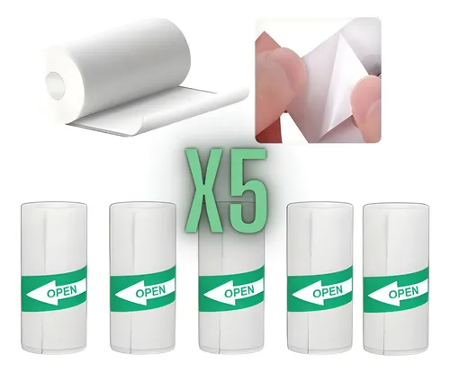 5 Rollo Papel De Etiqueta Termica Adhesivo Impresora 57mmx3m